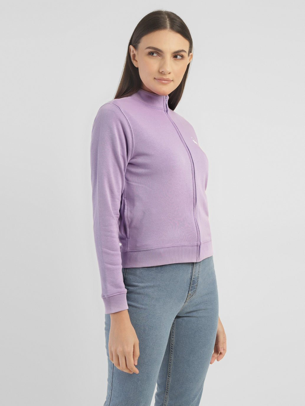 Women's Printed Purple Crew Neck Sweatshirt - 6aeb8c4a-fad4-4052-bc51-760987efba80 View