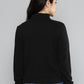 Women's Embroidered Black Crew Neck Sweatshirt