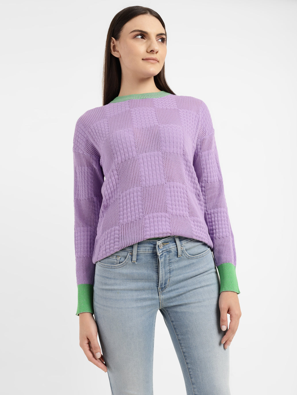 Women's Self Design Round Neck Sweater