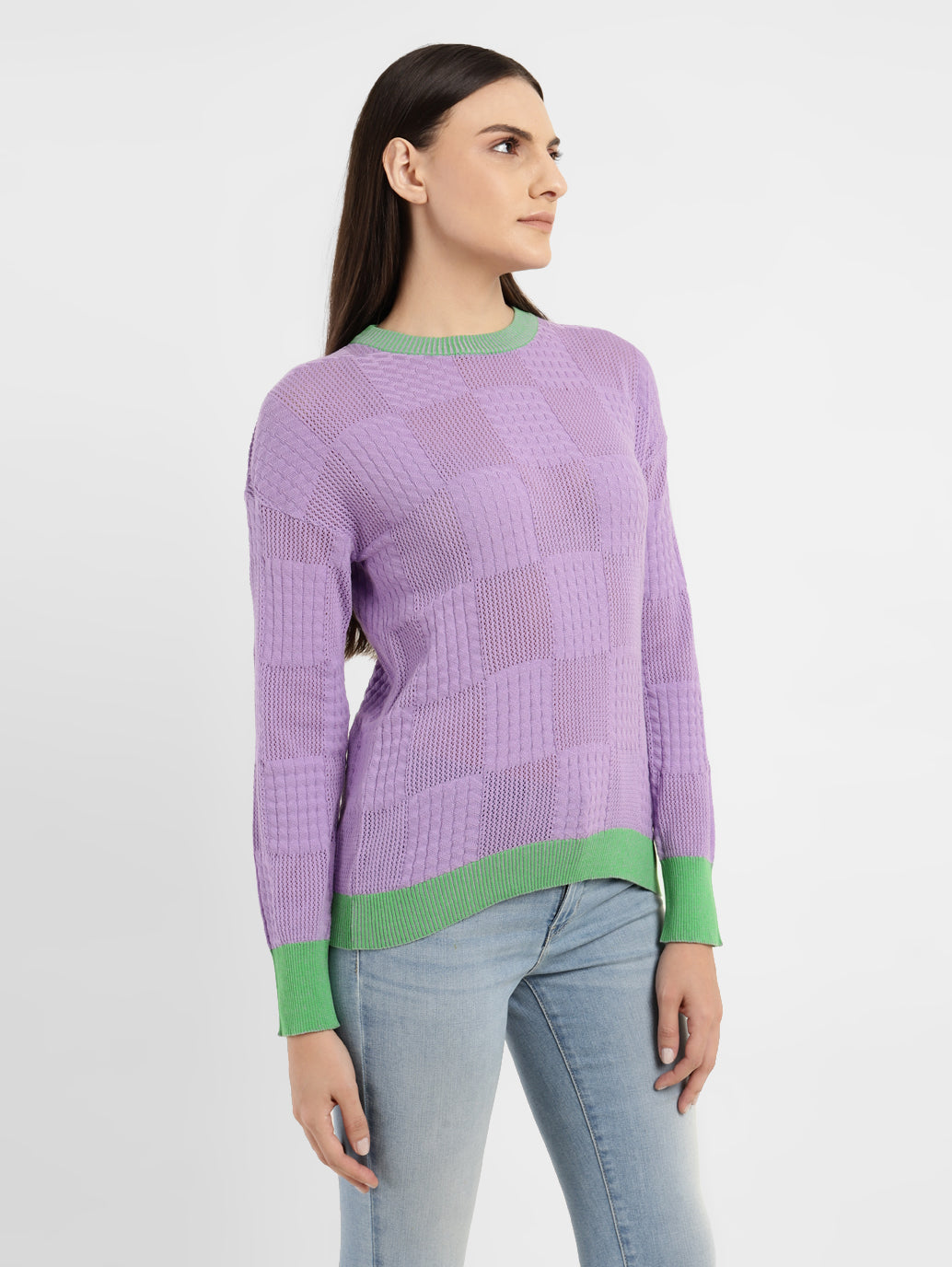 Women's Self Design Round Neck Sweater