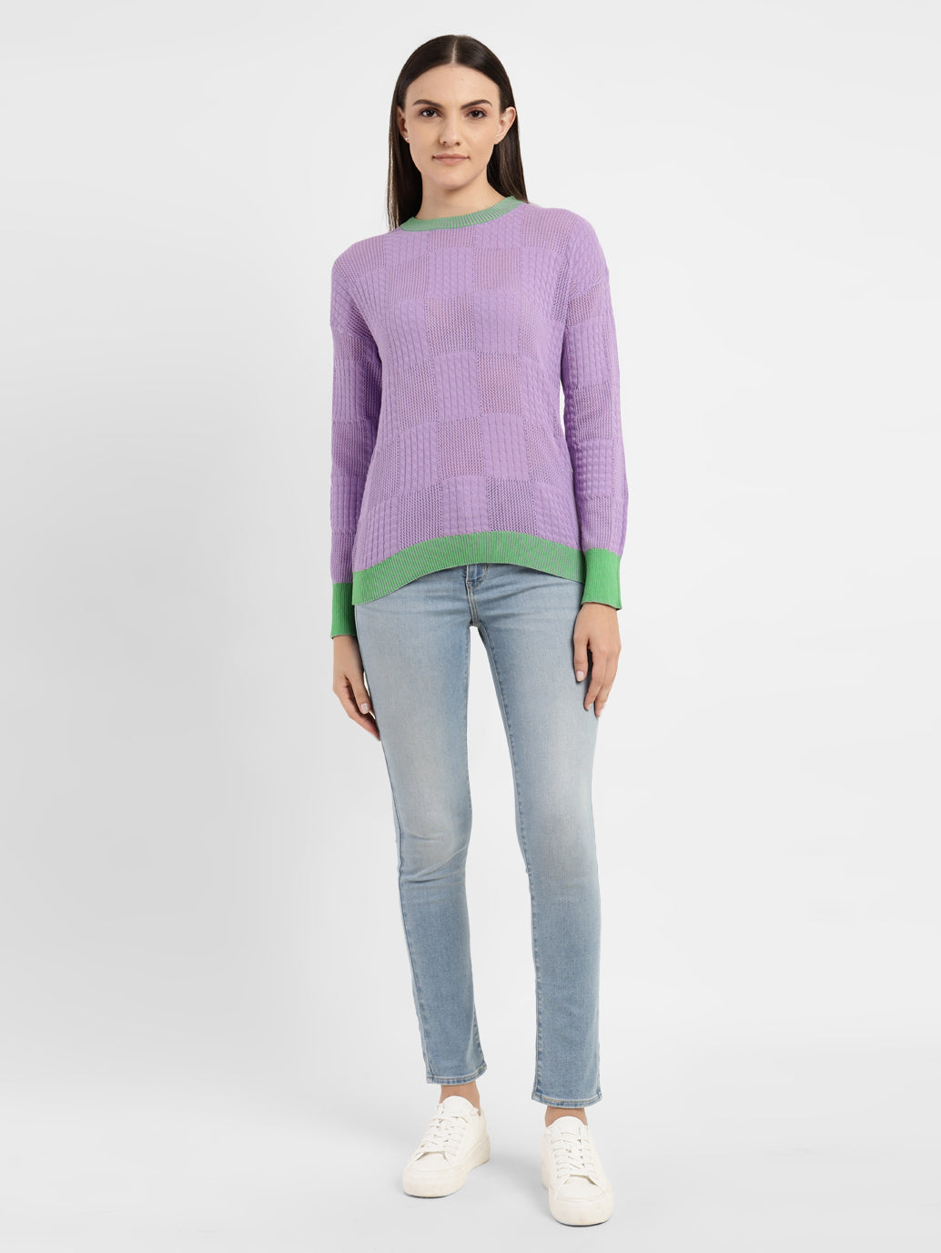 Women's Self Design Round Neck Sweater