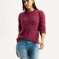 Women's Solid Maroon Crew Neck Sweater - Styleshot View