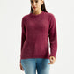 Women's Solid Maroon Crew Neck Sweater - Front View