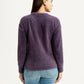 Women's Solid Purple Crew Neck Sweater - Back View
