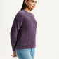Women's Solid Purple Crew Neck Sweater - Side View