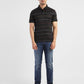 Men's Striped Polo T-shirt Black