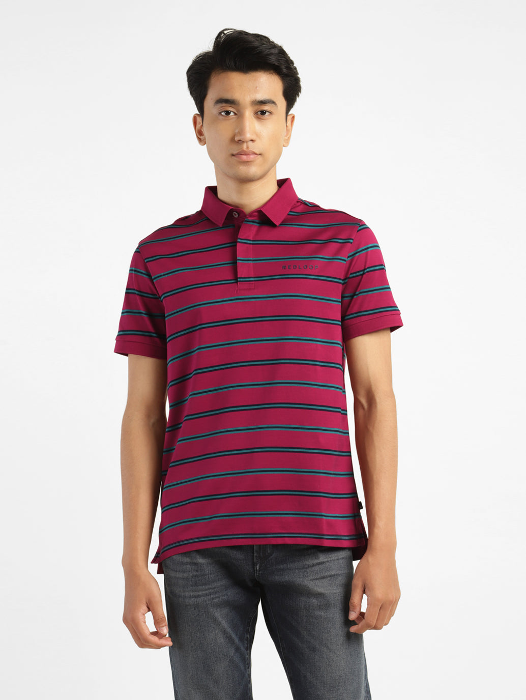 Men's Striped Polo Collar T-shirt