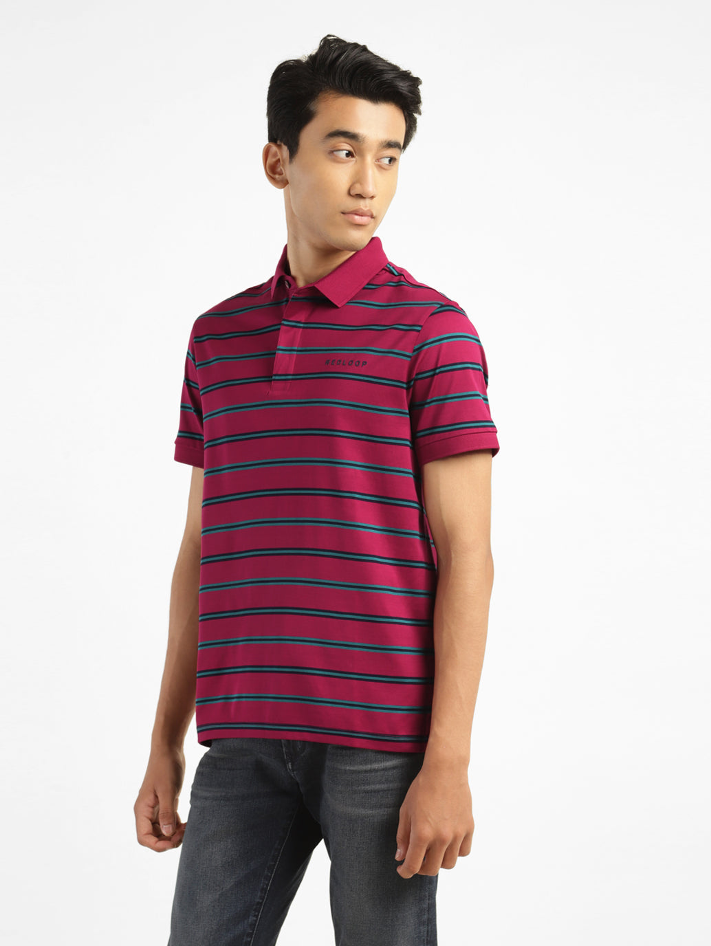Men's Striped Polo Collar T-shirt