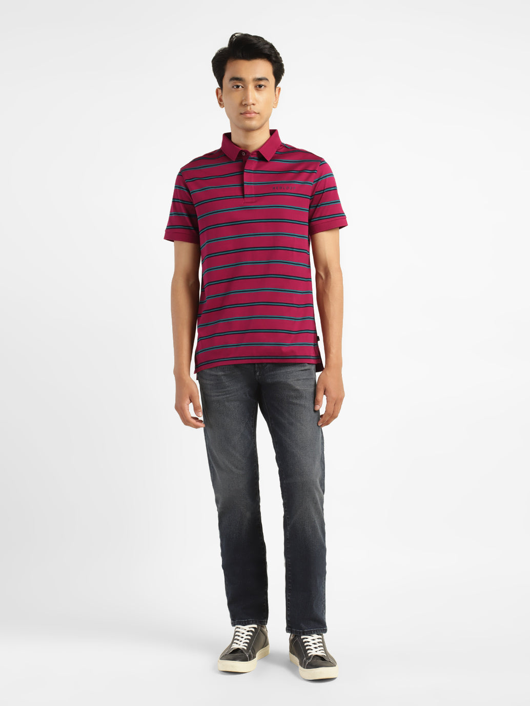 Men's Striped Polo Collar T-shirt