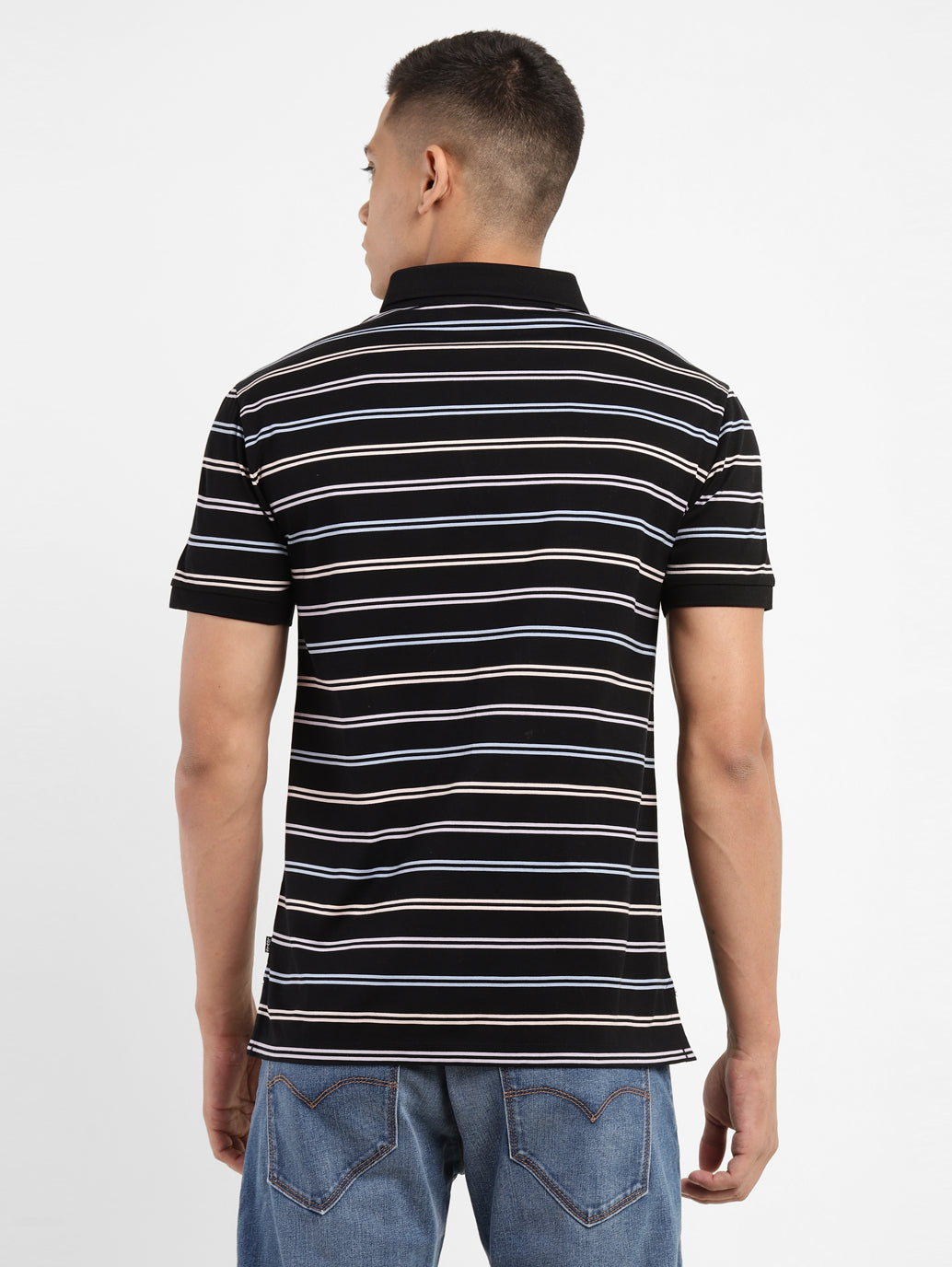 Men's Striped Polo Collar T-shirt