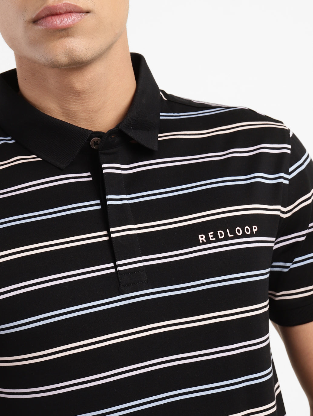 Men's Striped Polo Collar T-shirt