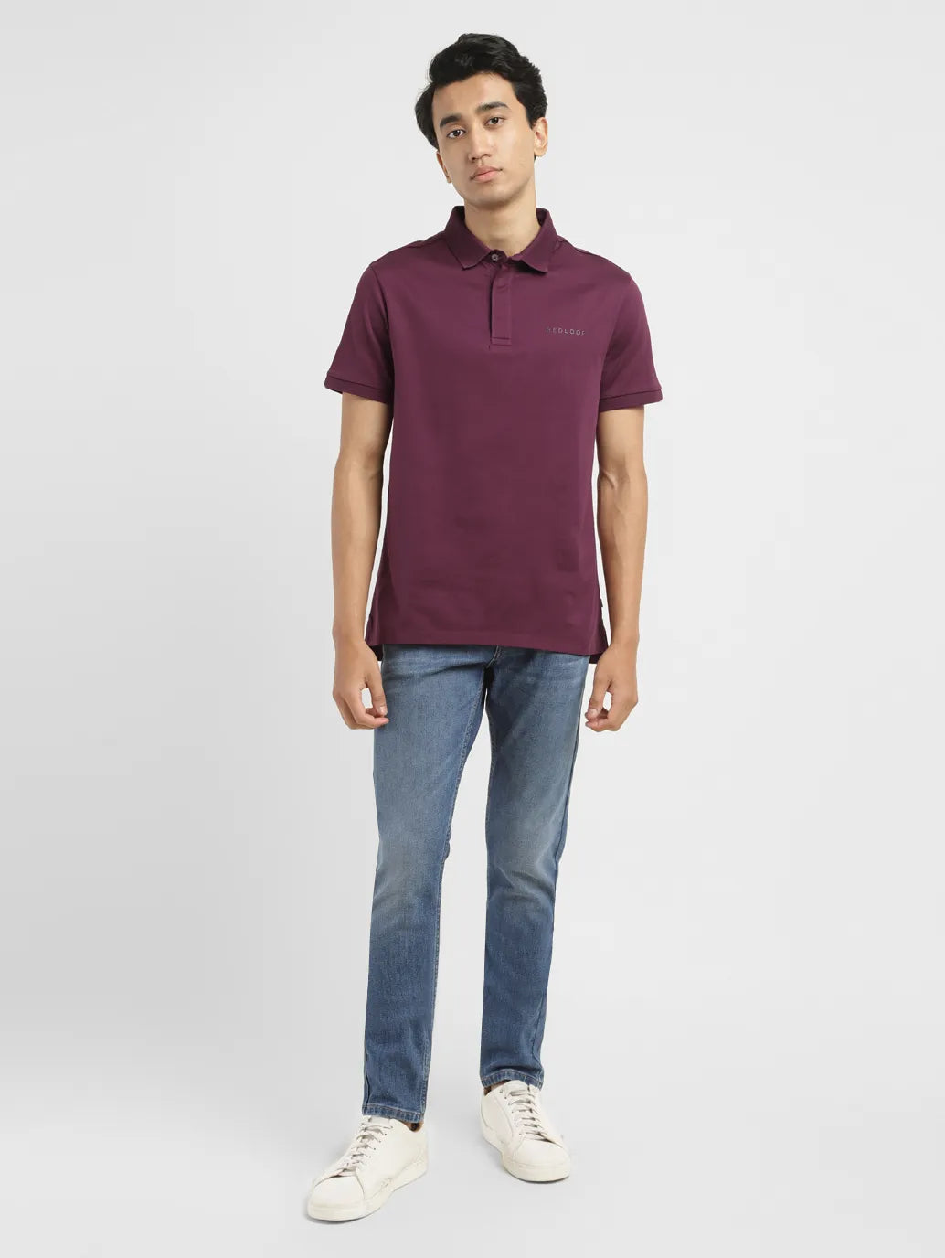 Men's Redloop Solid Slim Fit Polo T-shirt