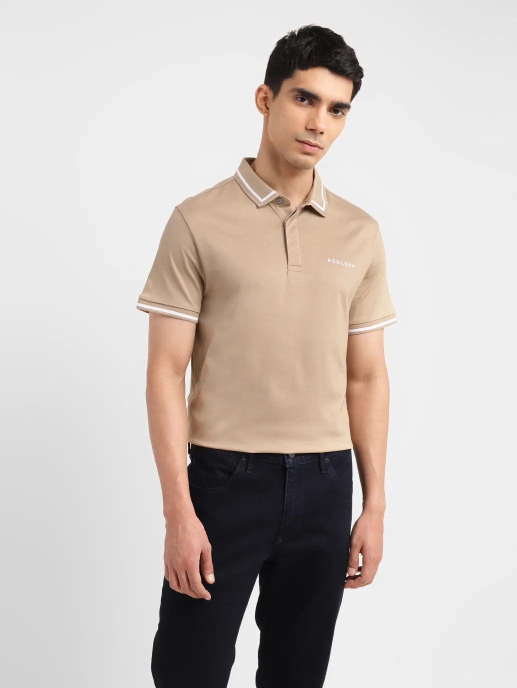 Men's Redloop Solid Slim Fit Polo T-shirt