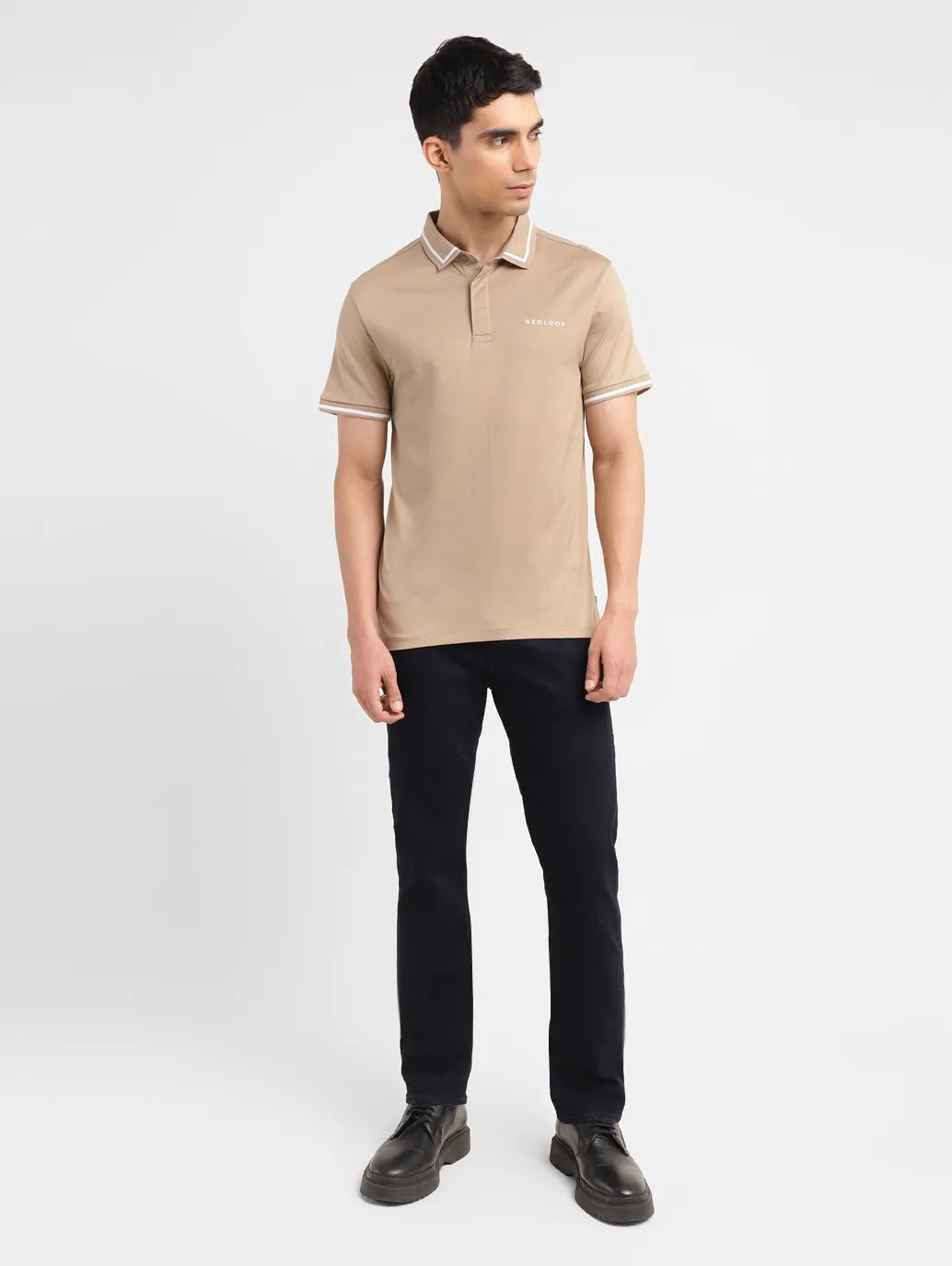 Men's Solid Slim Fit Polo T-shirt