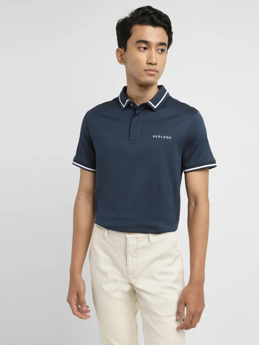 Men's Redloop Solid Slim Fit Polo T-shirt