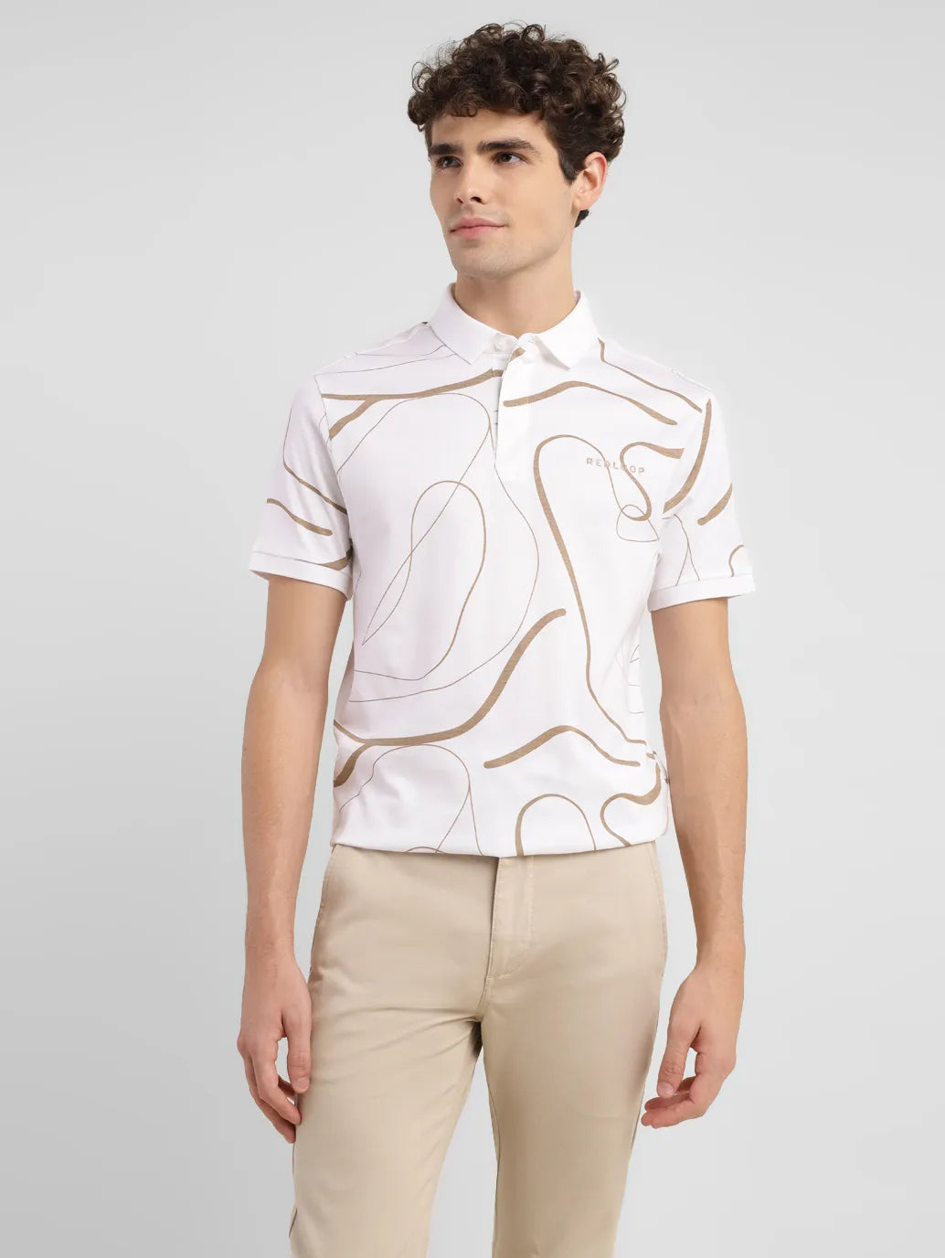 Men's Redloop Abstract Slim Fit Polo T-shirt