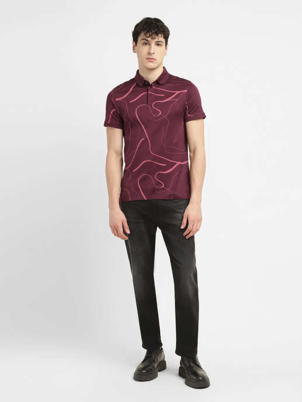 Men's Redloop Abstract Slim Fit Polo T-shirt