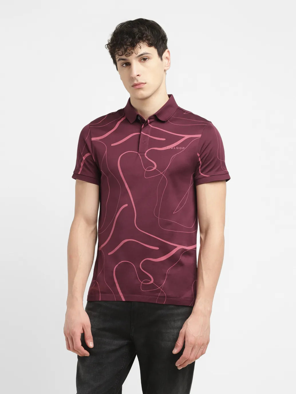 Men's Abstract Slim Fit Polo T-shirt