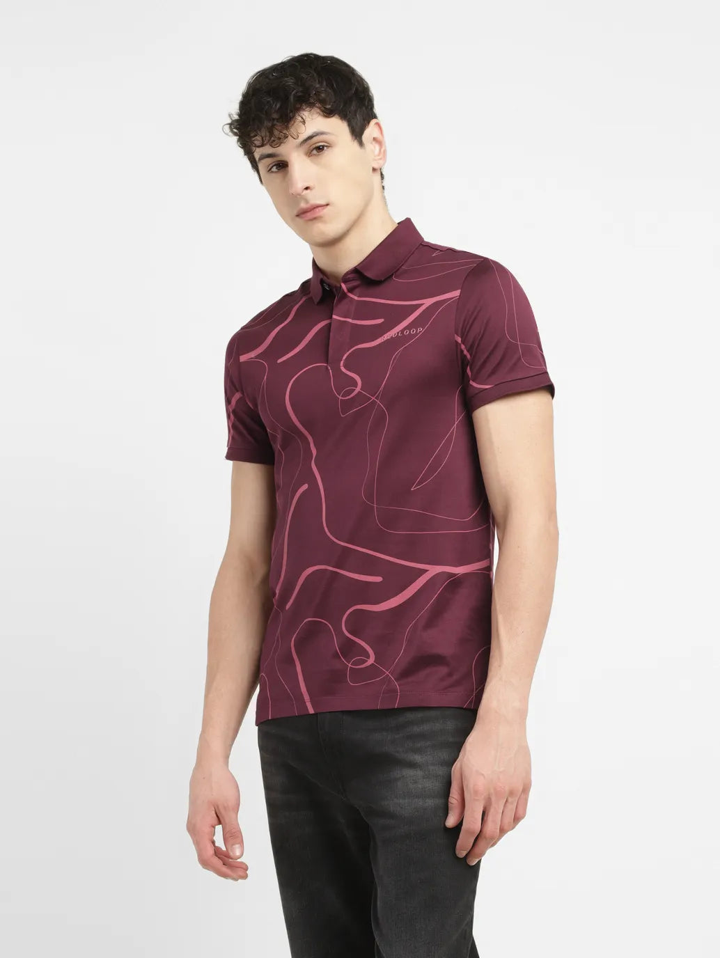 Men's Abstract Slim Fit Polo T-shirt