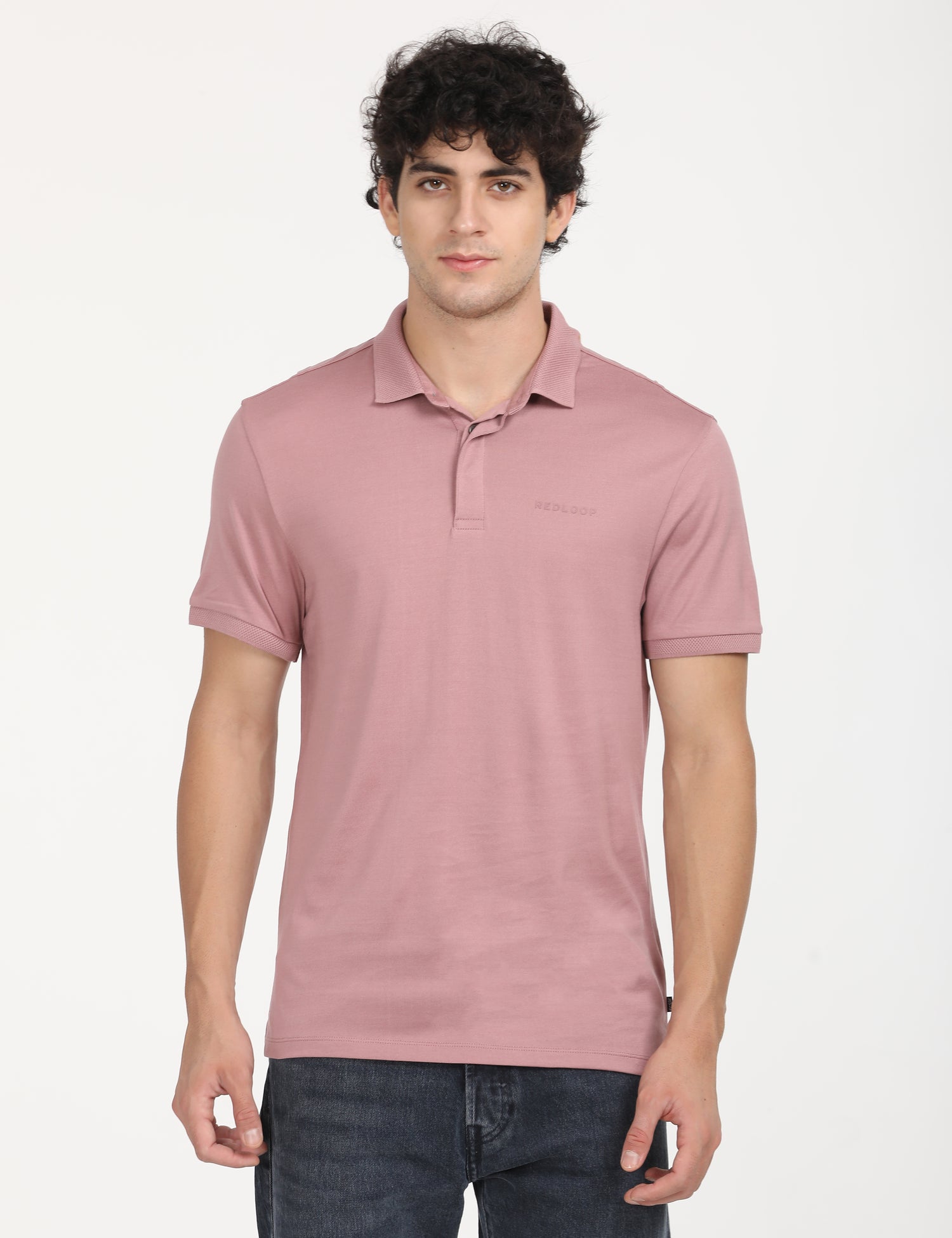 Men's Redloop Solid Slim Fit Polo T-Shirt