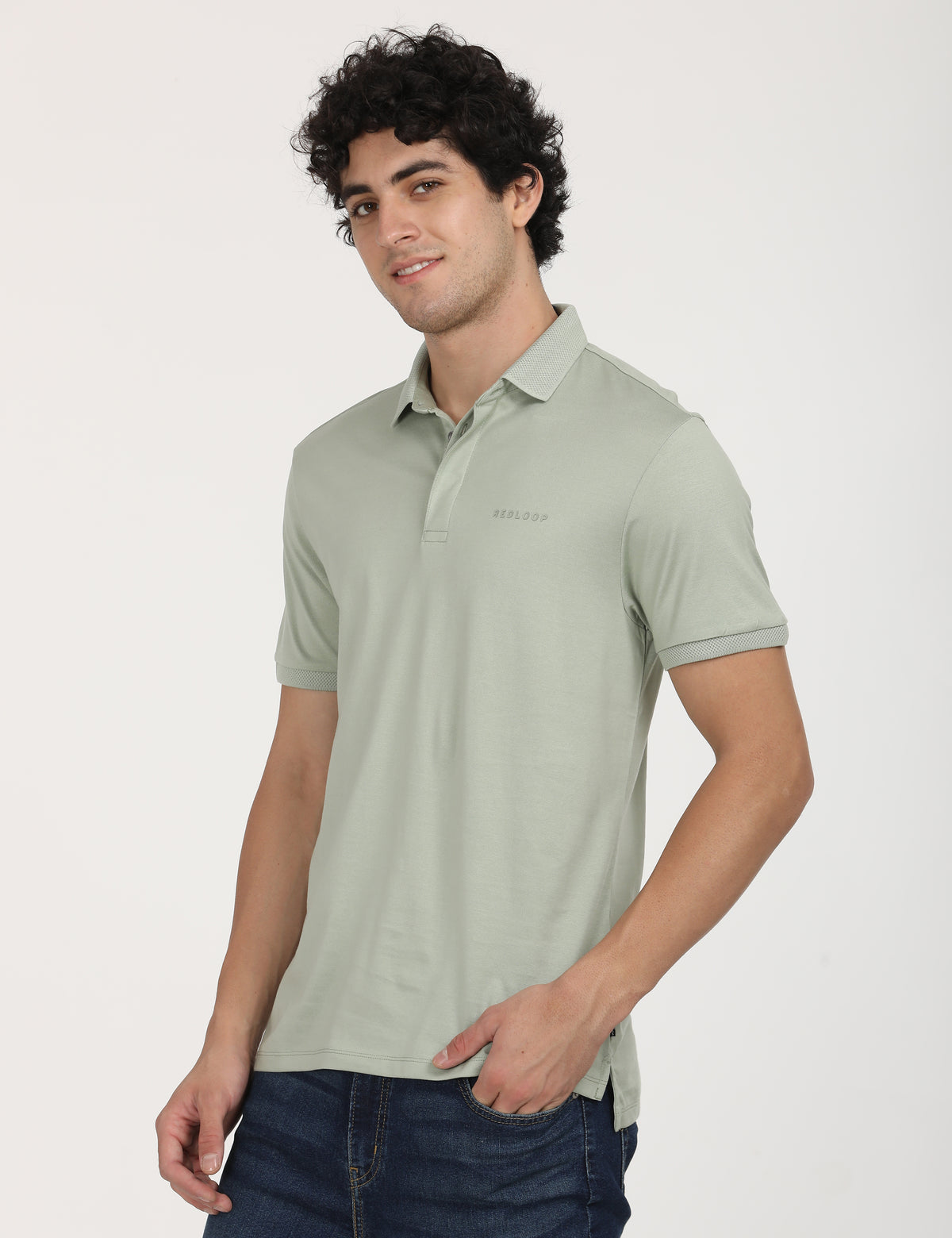 Men's Redloop Solid Slim Fit Polo T-Shirt