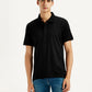Men's Redloop Solid Black Slim Fit Polo T-shirt - Front View