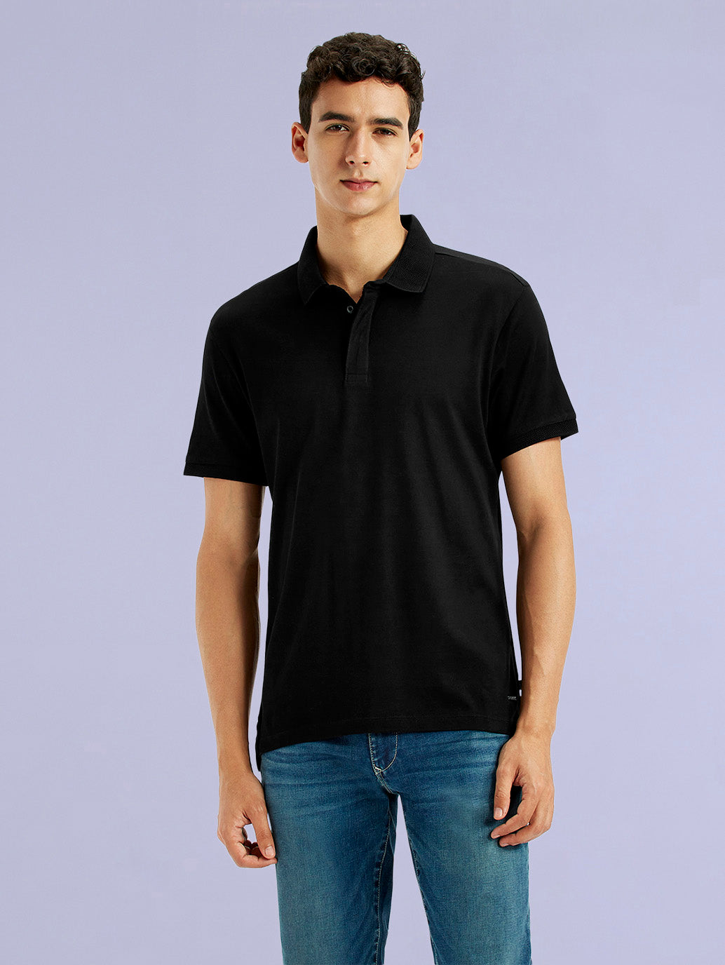 Men's Redloop Solid Black Slim Fit Polo T-shirt - 73d3a29d-2e05-4d14-af3f-17faa8f4d712 View