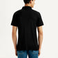 Men's Redloop Solid Black Slim Fit Polo T-shirt - Back View