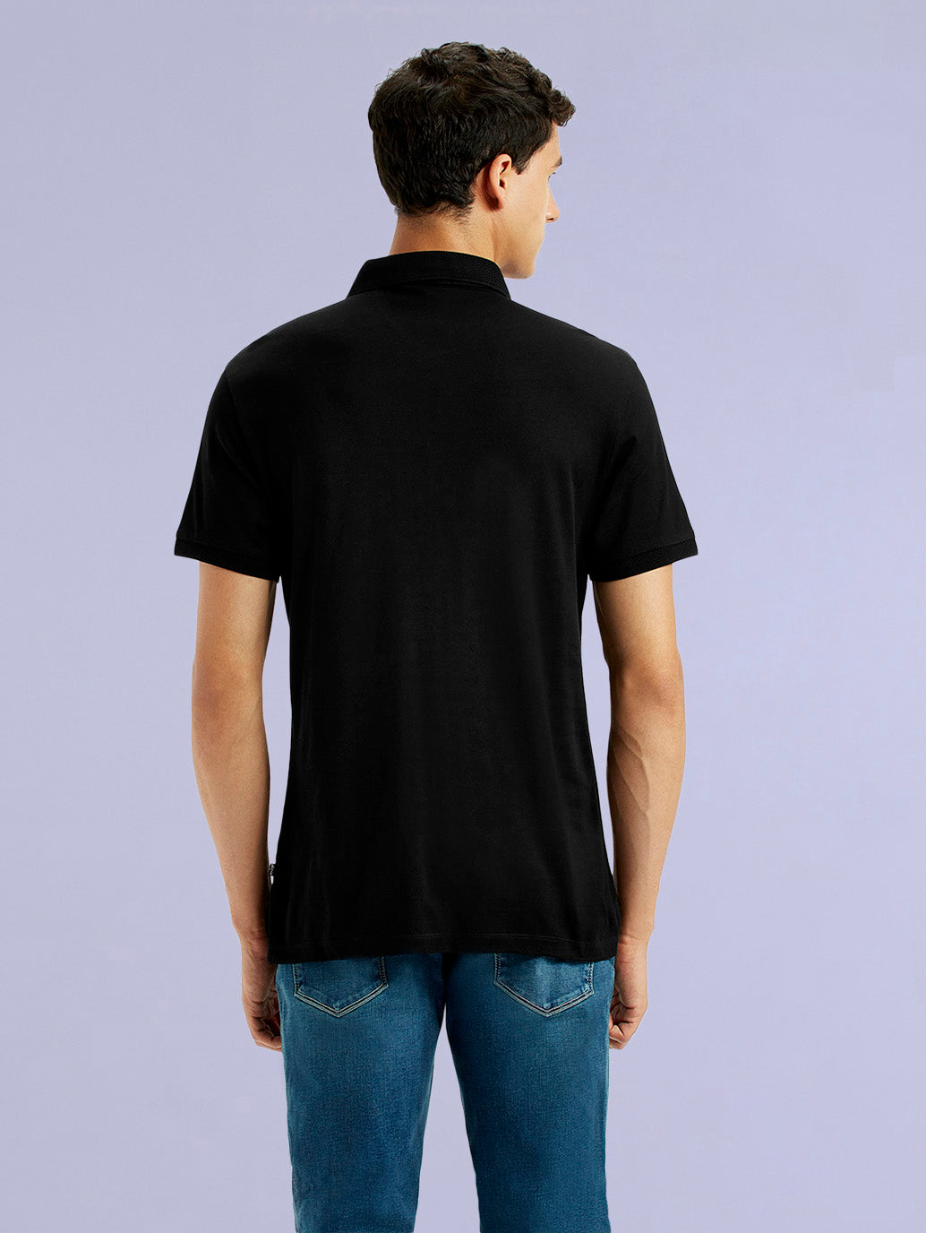 Men's Redloop Solid Black Slim Fit Polo T-shirt - ad5226c7-d953-4a4e-8573-a051652d9260 View