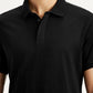 Men's Redloop Solid Black Slim Fit Polo T-shirt - Detail View