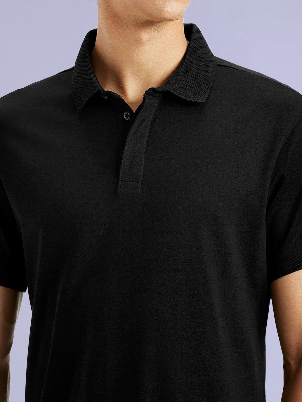 Men's Redloop Solid Black Slim Fit Polo T-shirt - e51d2c30-349e-4d88-ba2c-034bfeb0ba13 View