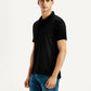 Men's Redloop Solid Black Slim Fit Polo T-shirt - Side View