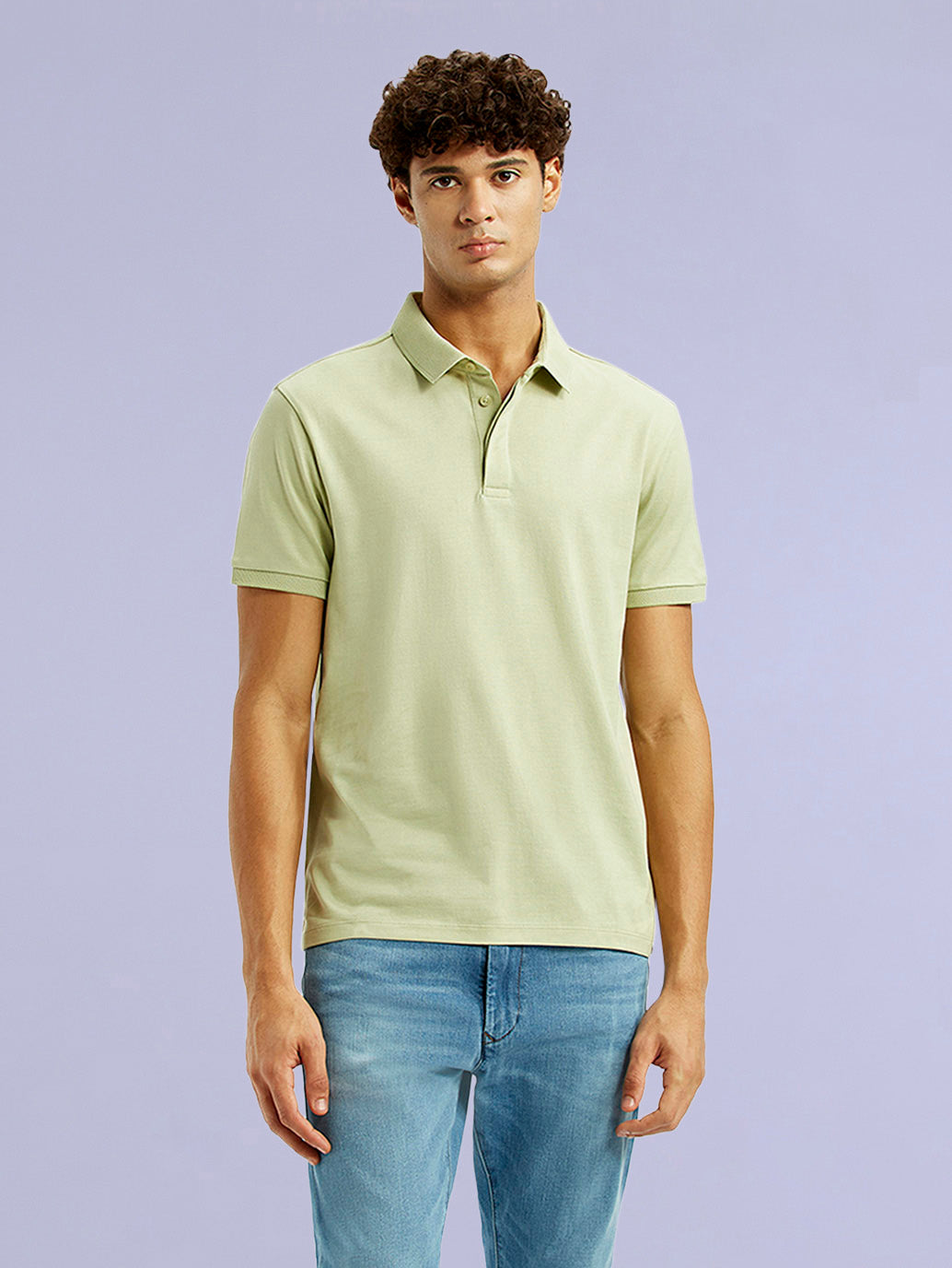 Men's Redloop Solid Light Green Slim Fit Polo T-shirt - 58ec828c-800b-42c3-a960-4176ec70912d View