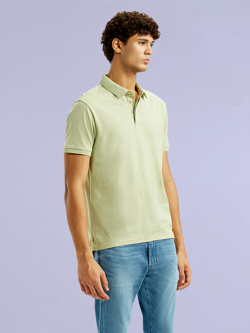 Men's Redloop Solid Light Green Slim Fit Polo T-shirt - 55e89c7f-cd8a-4727-bf0f-06834cf2f30b View