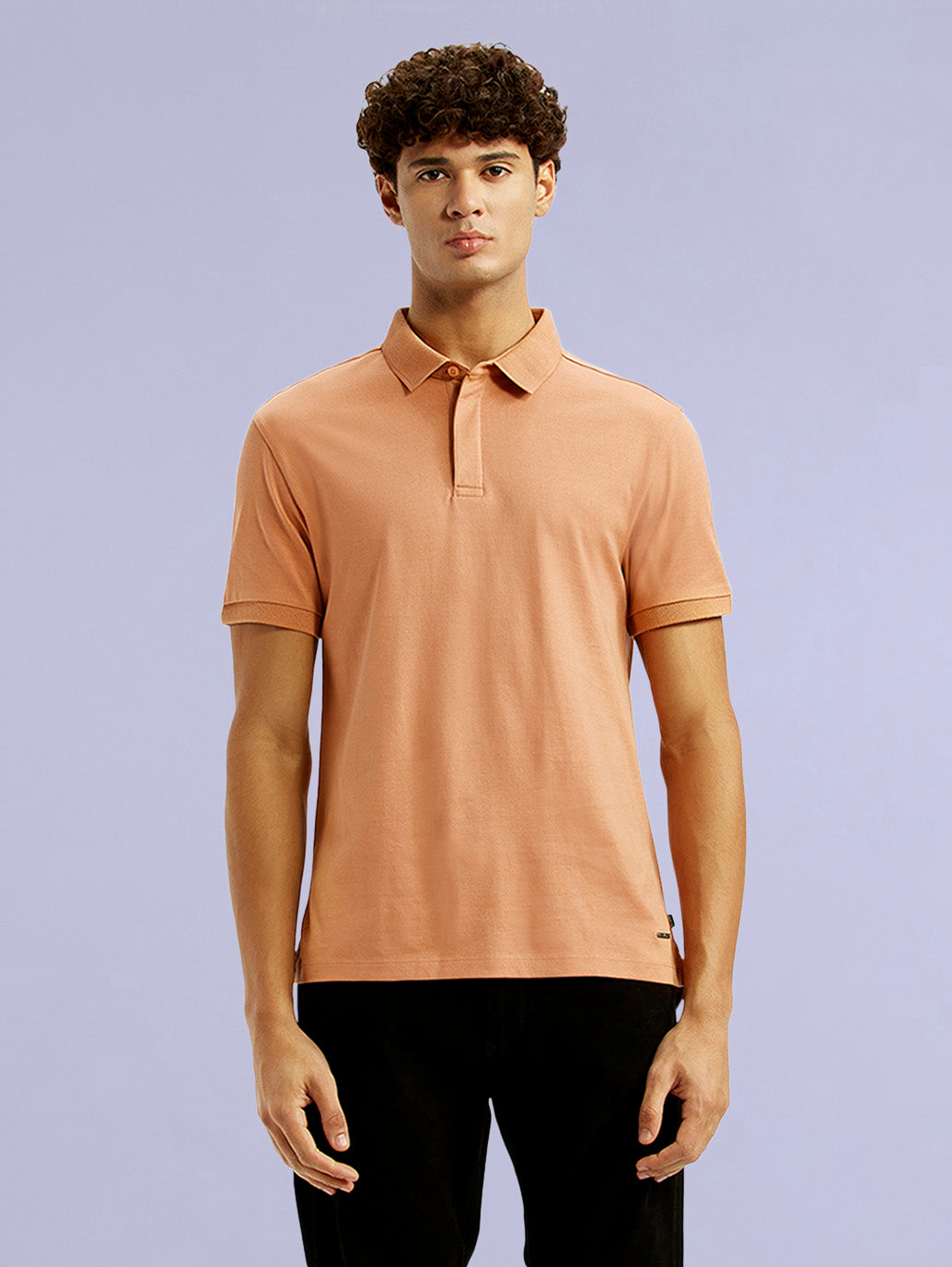 Men's Redloop Solid Peach Slim Fit Polo T-shirt - f1110855-0303-4591-b5a7-908806ebf263 View