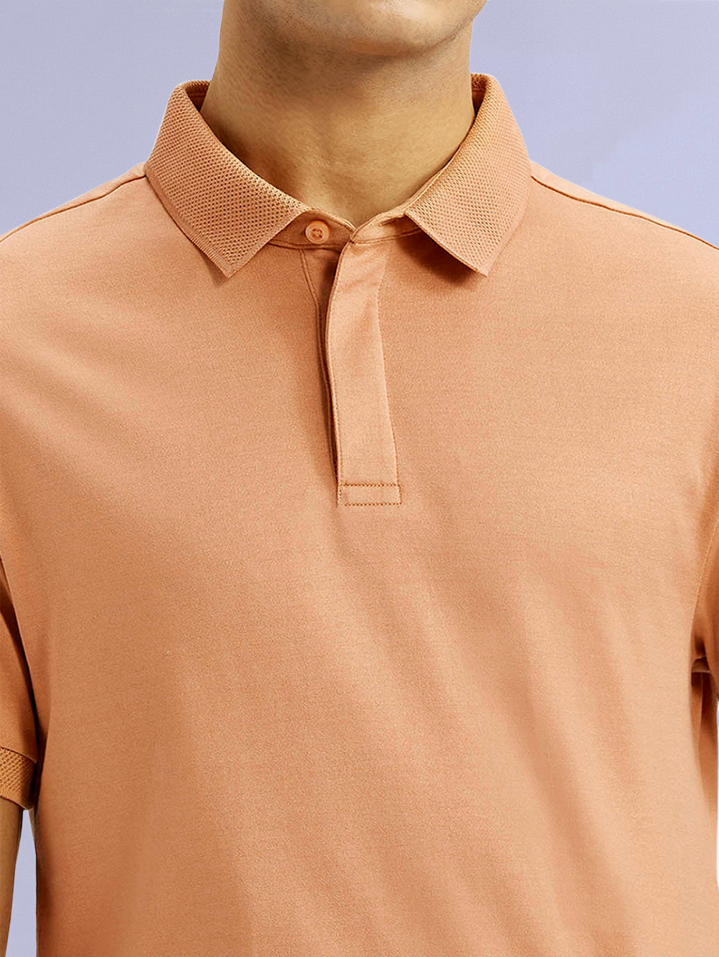 Men's Redloop Solid Peach Slim Fit Polo T-shirt - 51e3d6ed-8992-42aa-b7da-fecb338ea0e3 View