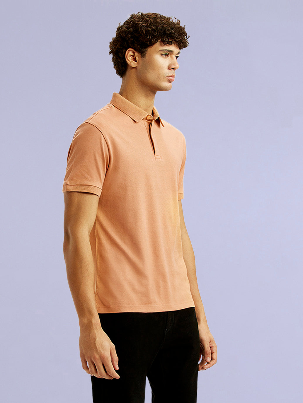 Men's Redloop Solid Peach Slim Fit Polo T-shirt - ee500a04-eb3b-4376-81a1-f21c493f6710 View