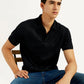 Men's Redloop Self Design Black Slim Fit Polo T-shirt - Elevated View