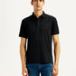 Men's Redloop Self Design Black Slim Fit Polo T-shirt - Front View