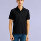 Men's Redloop Self Design Black Slim Fit Polo T-shirt - Styleshot View