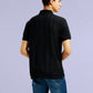 Men's Redloop Self Design Black Slim Fit Polo T-shirt - Back View