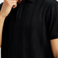 Men's Redloop Self Design Black Slim Fit Polo T-shirt - Detail View