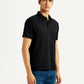 Men's Redloop Self Design Black Slim Fit Polo T-shirt - Side View