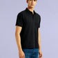 Men's Redloop Self Design Black Slim Fit Polo T-shirt - Side View