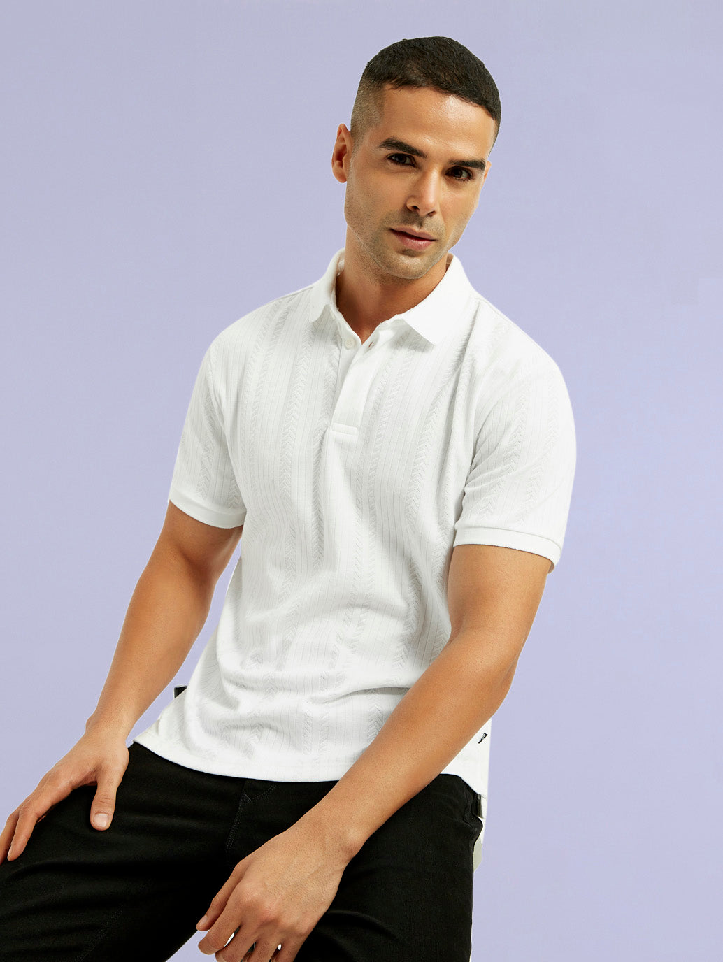Men's Redloop White Slim Fit Polo T-shirt