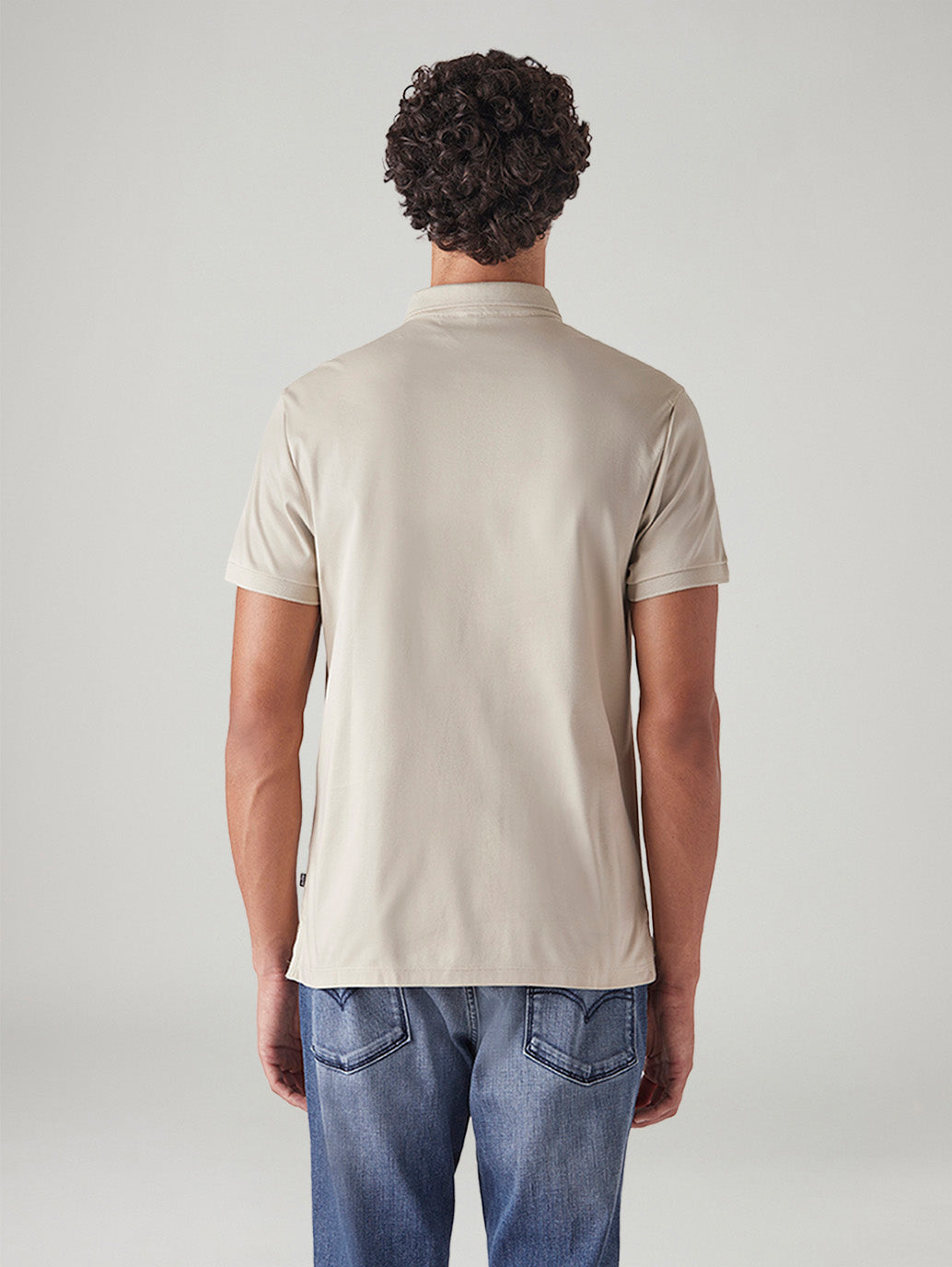 Men's Solid Slim Fit Interlock Polo T-Shirt - Back View
