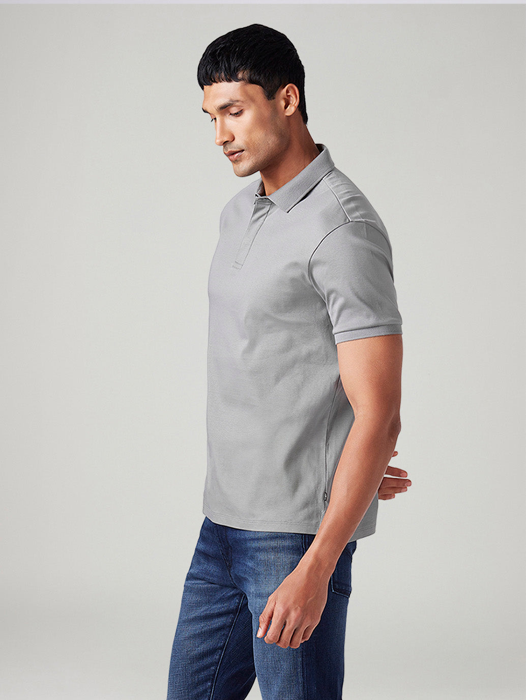 Men's Solid Slim Fit Polo T-Shirt - Side View