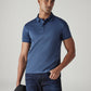 Men's Solid Blue Slim Fit Redloop Interlock Polo T-shirt - Logo View