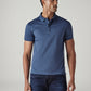 Men's Solid Blue Slim Fit Redloop Interlock Polo T-shirt - Front View