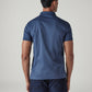 Men's Solid Blue Slim Fit Redloop Interlock Polo T-shirt - Back View